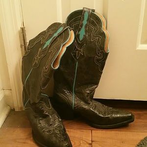 - Stylish cowboy boots, brand new